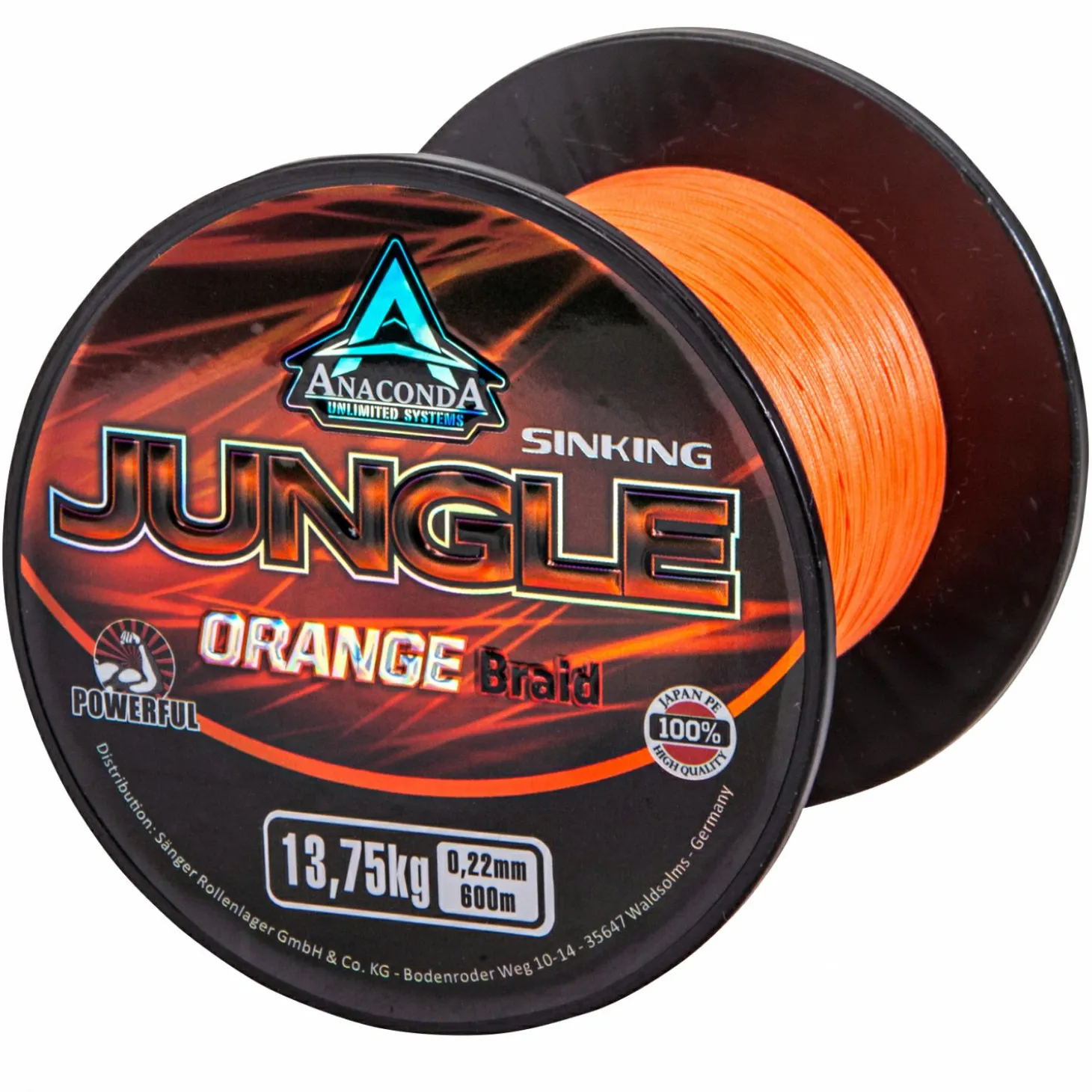Anaconda Jungle Orange Fast Sinking Braid (600 m)