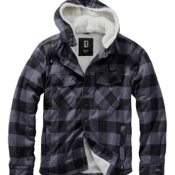 Brandit Lumber Jacket Hooded Herren, mit Kapuze (Black/Grey)