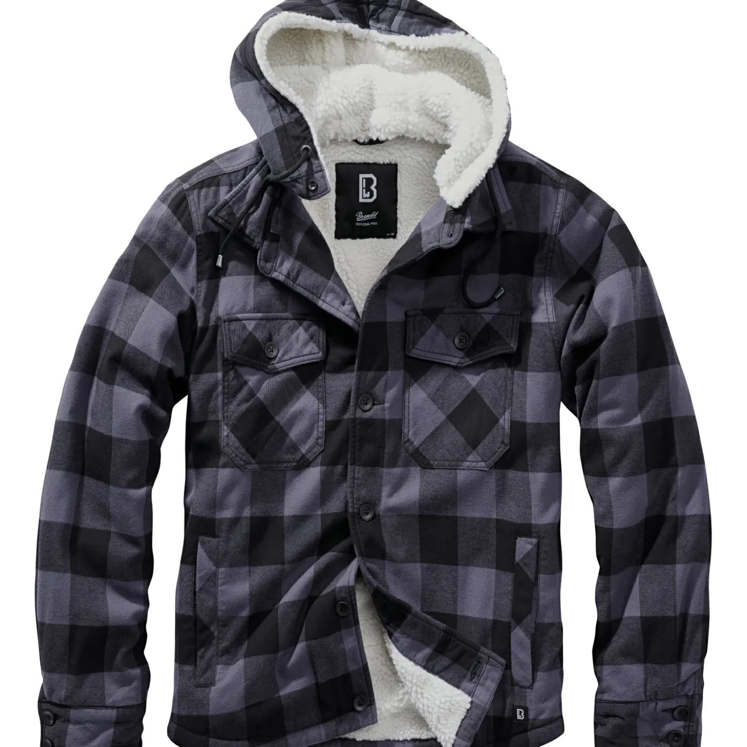 Brandit Lumber Jacket Hooded Herren, mit Kapuze (Black/Grey)