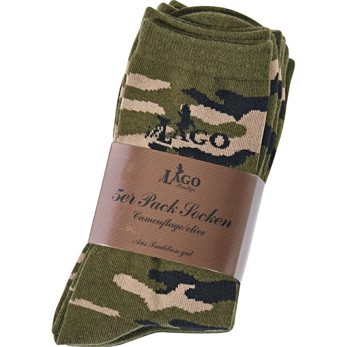 il Lago Prestige 5er-Set: Socken Unisex (Camouflage/Oliv)