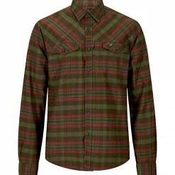 il Lago Prestige Flannel Hemd Bjarne Herren (Oliv/Rot)