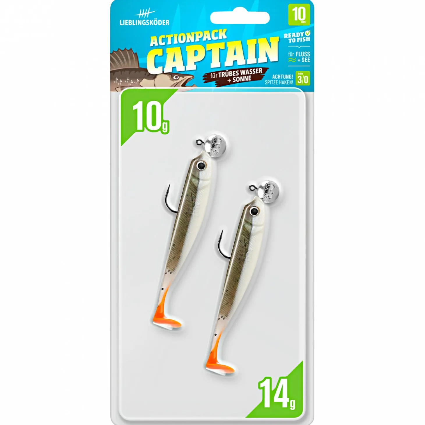 Lieblingsköder Gummifisch Zanderköder (10 cm, Actionpack Captain)