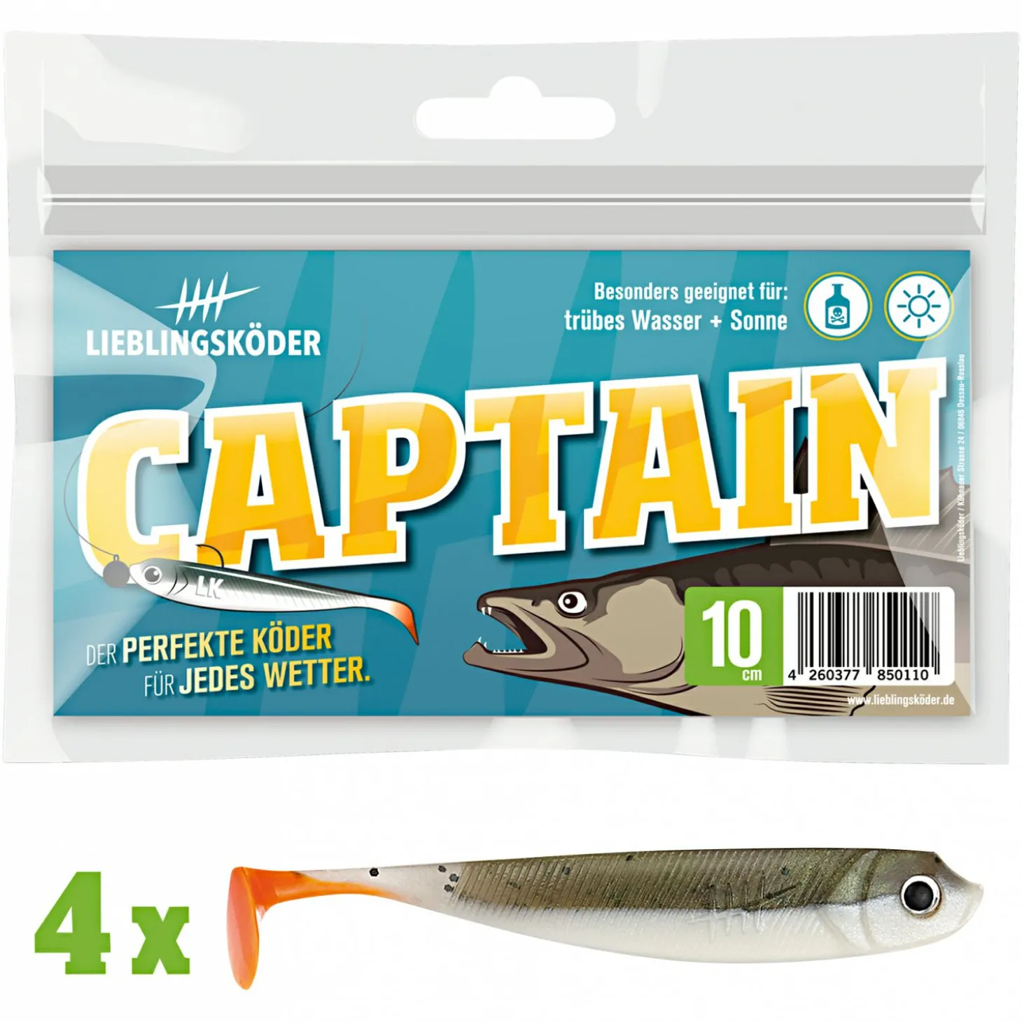 Lieblingsköder Gummifisch Zanderköder (10 cm, Captain)