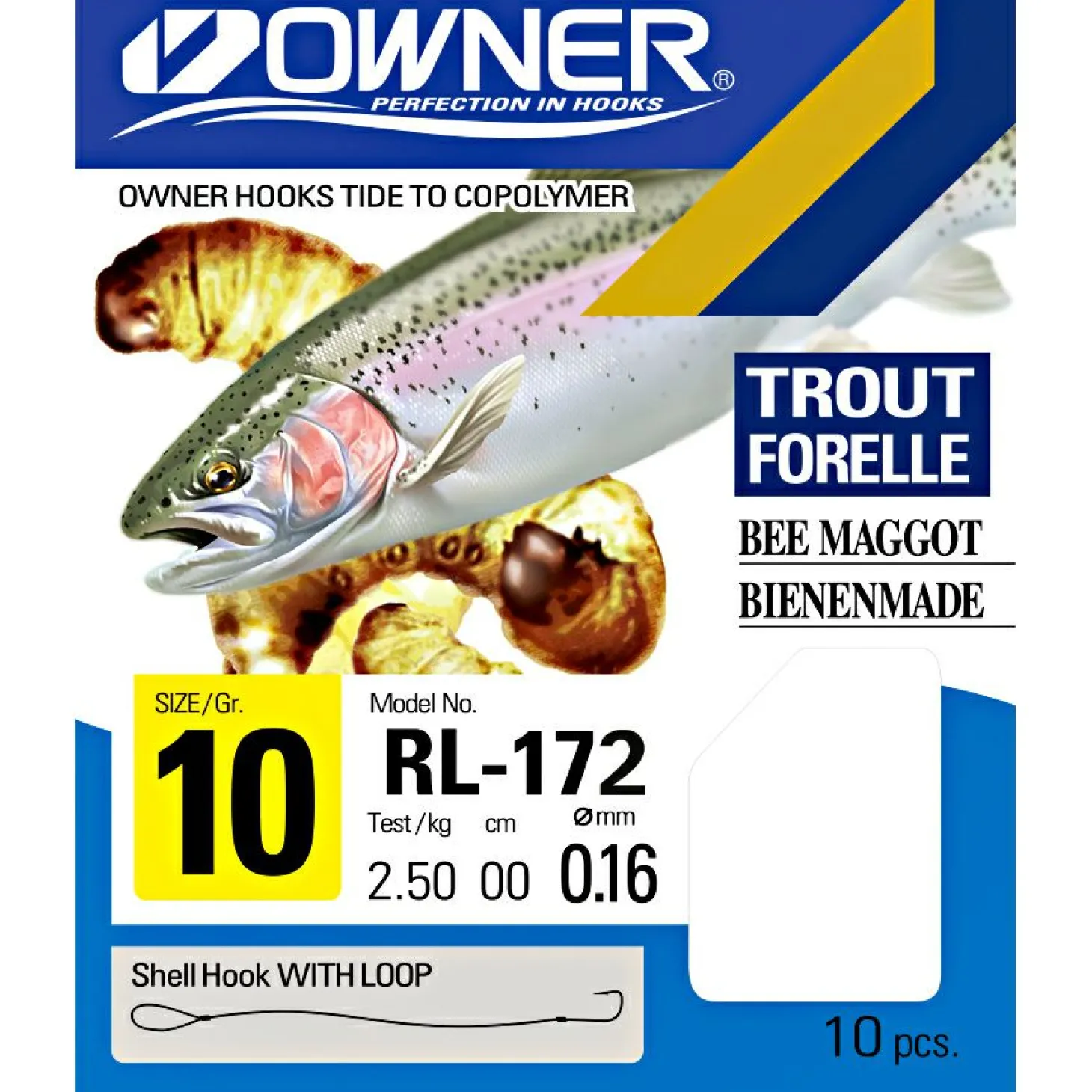 Owner Angelhaken Forelle-Bienenmade (silber)