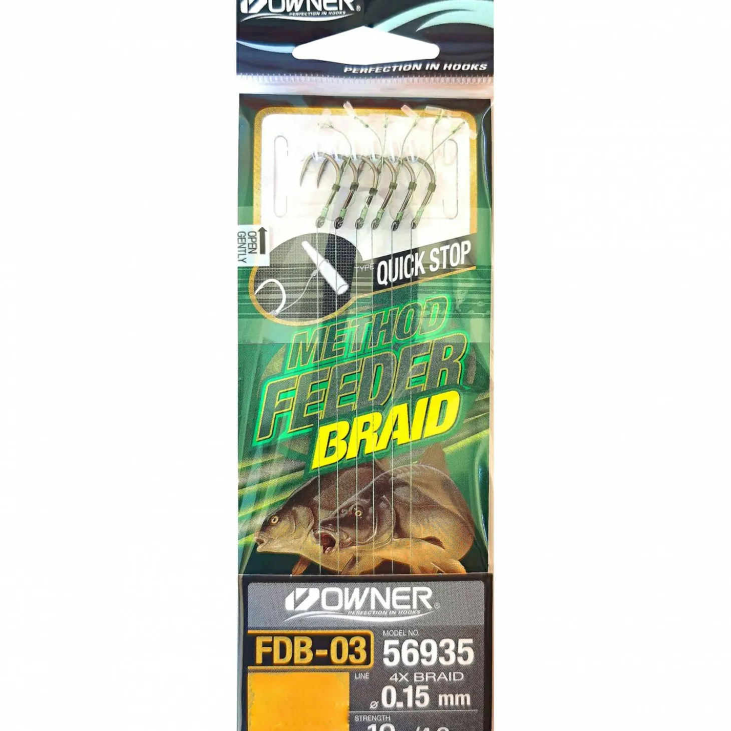 Owner Owner Method Feeder Haken mit 4-Fach geflochtener Schnur (Quick-Stop)