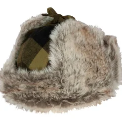 Pinewood Classic Checked Fur Hat Unisex (Green/Black)
