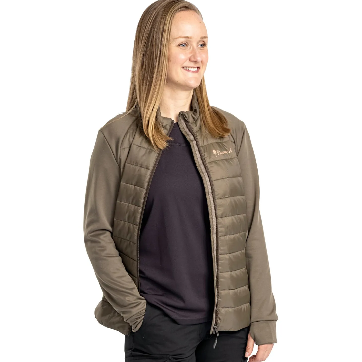 Pinewood Finnveden Hybrid Power Fleece Jacke Damen (Olive)