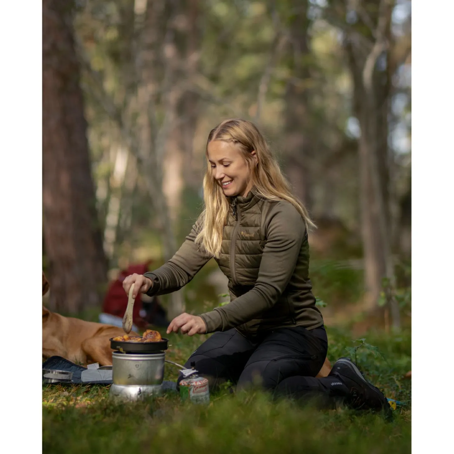 Pinewood Finnveden Hybrid Power Fleece Jacke Damen (Olive)