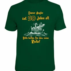 Rahmenlos "50 Jahre alt, bitte halten Sie ihm seine Rute" T-Shirt Herren (Grün)