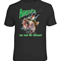 Rahmenlos "Angeln - nur was für Männer!" T-Shirt Herren (Schwarz)