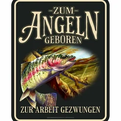 Rahmenlos Blechschild (Zum Angeln geboren)
