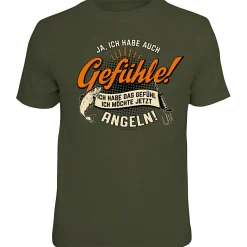 Rahmenlos "Ich habe das Gefühl, ich möchte jetzt angeln" T-Shirt Unisex (Grün)