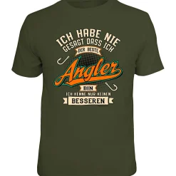 Rahmenlos "Ich habe nie gesagt, dass ich der beste Angler bin…" T-Shirt Herren (Oliv)