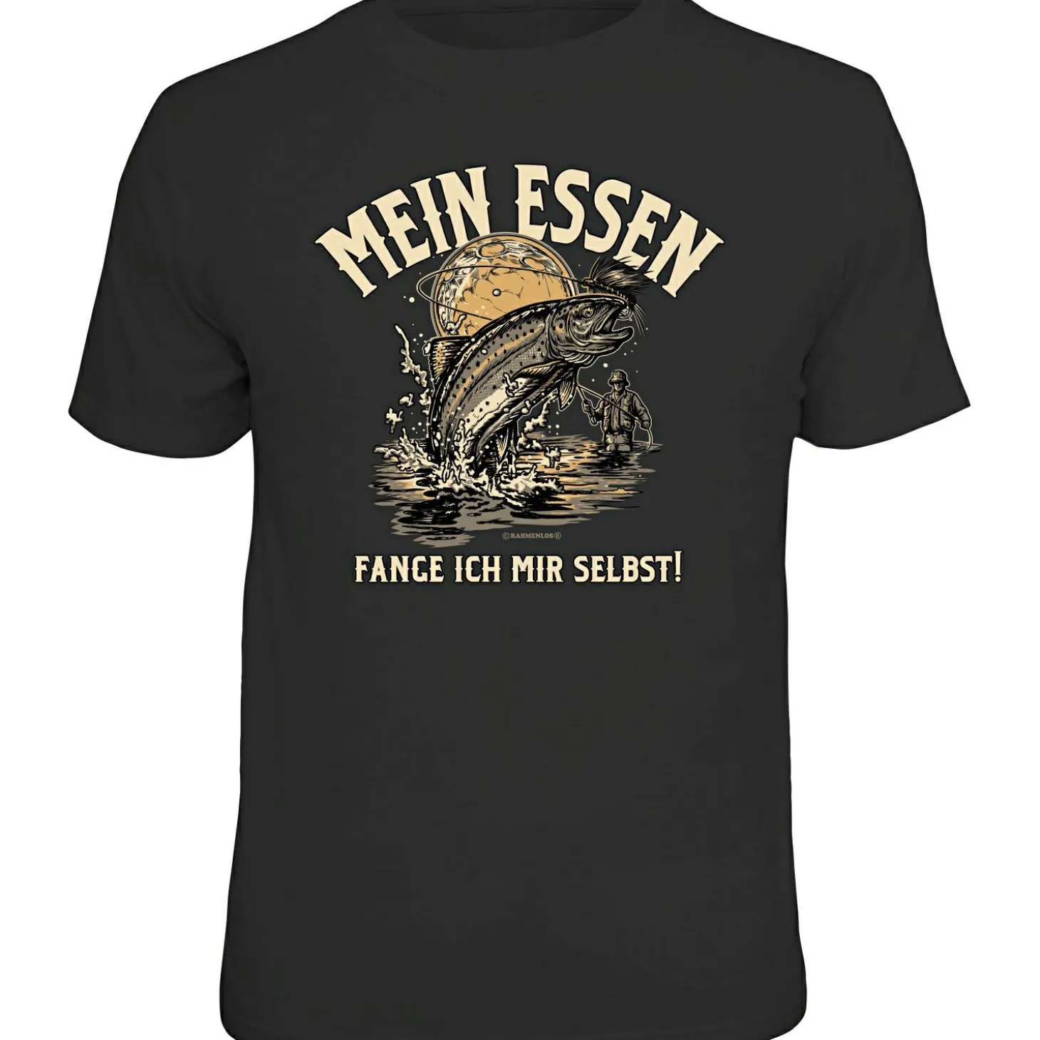 Rahmenlos "Mein Essen fange ich mir selbst!" T-Shirt Herren (Schwarz)