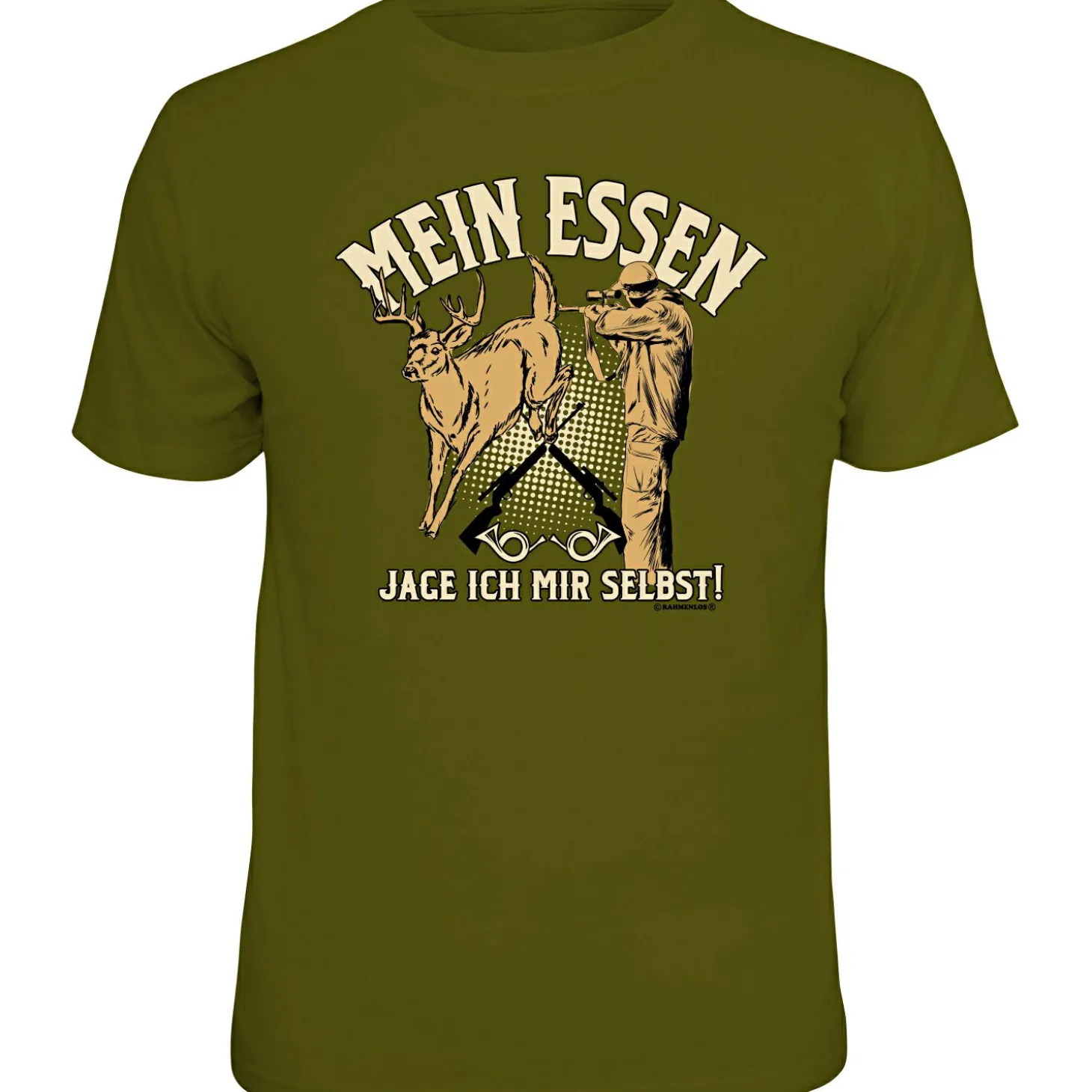 Rahmenlos "Mein Essen jage ich mir selbst" T-Shirt Herren (Oliv)