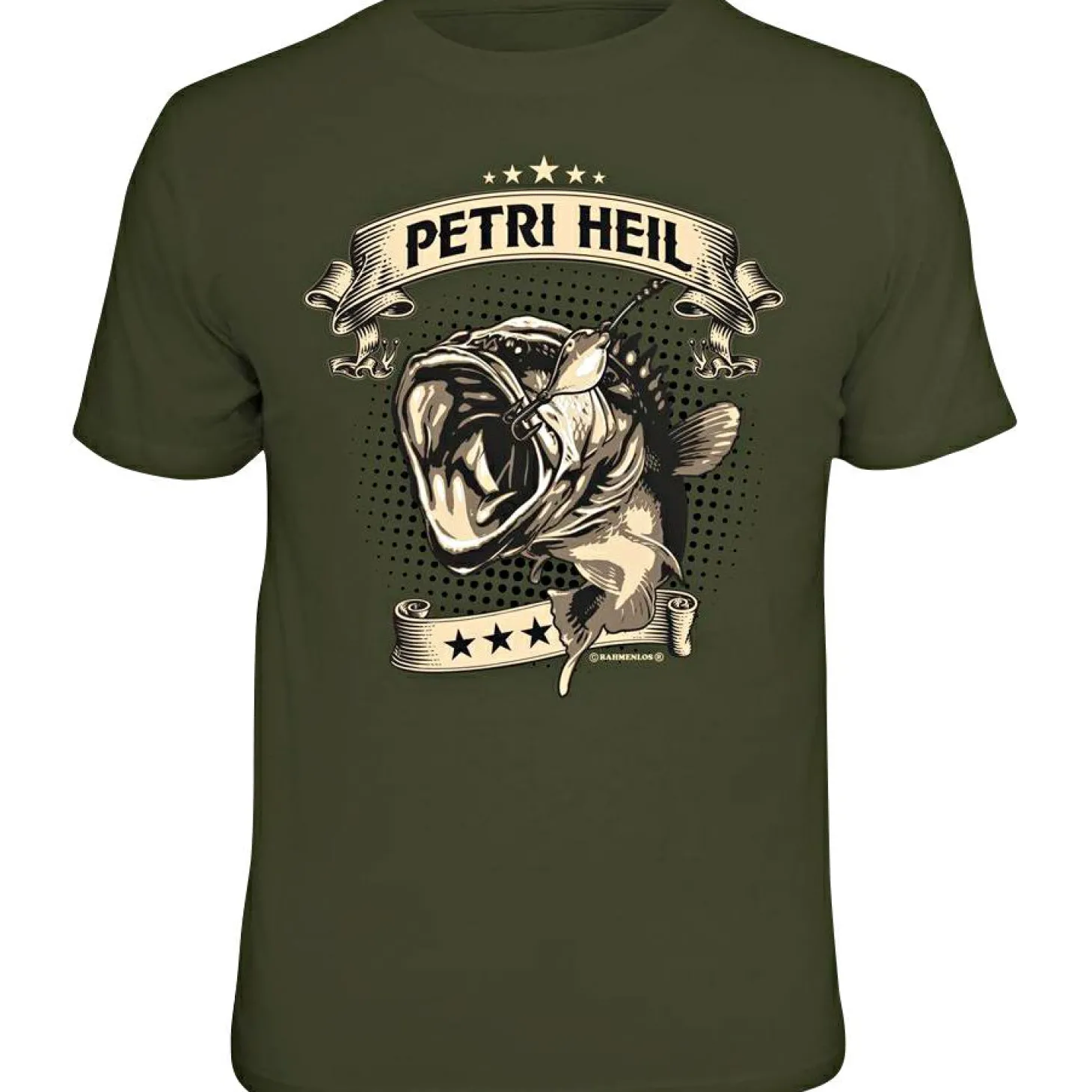 Rahmenlos "Petri Heil" T-Shirt Herren (Oliv)