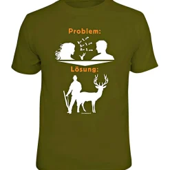 Rahmenlos "Problem blabla, Lösung: Jagen" T-Shirt Herren (Oliv)
