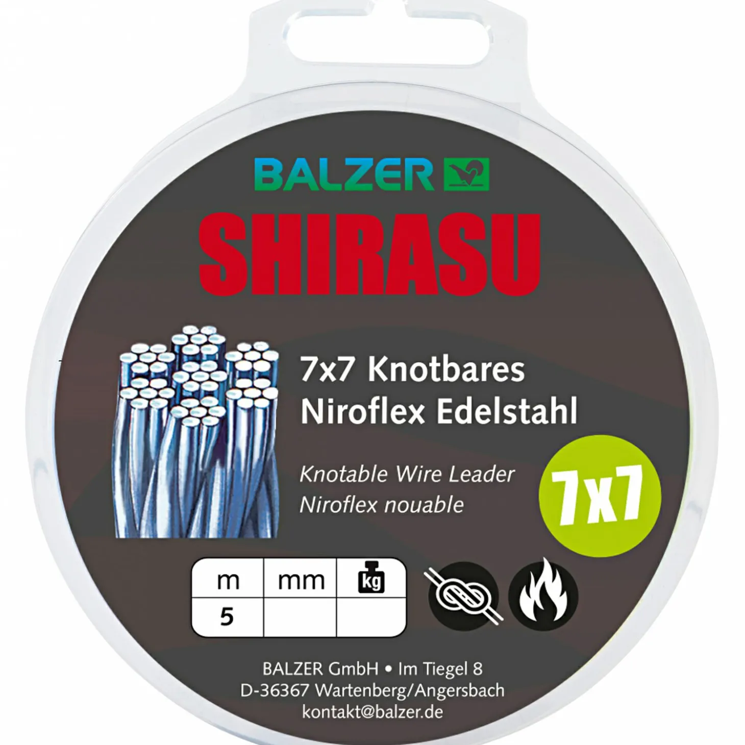 Shirasu 7x7 Stahlvorfach (Knot-/Erhitzbar)