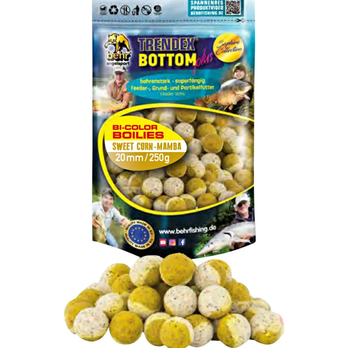 Trendex Bi-Color Boilies Trendex Bottom Plus (Sweet Corn-Mamba)