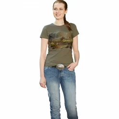 T-Shirt "Rotwild" Damen (Oliv)